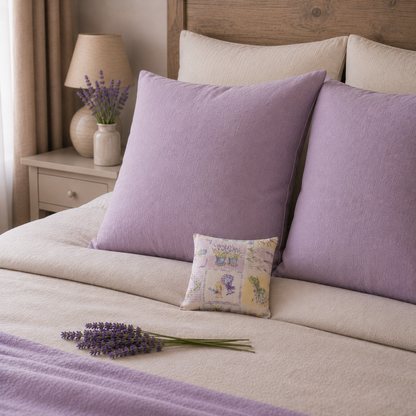 Lavender pillow beige - hand-sewn