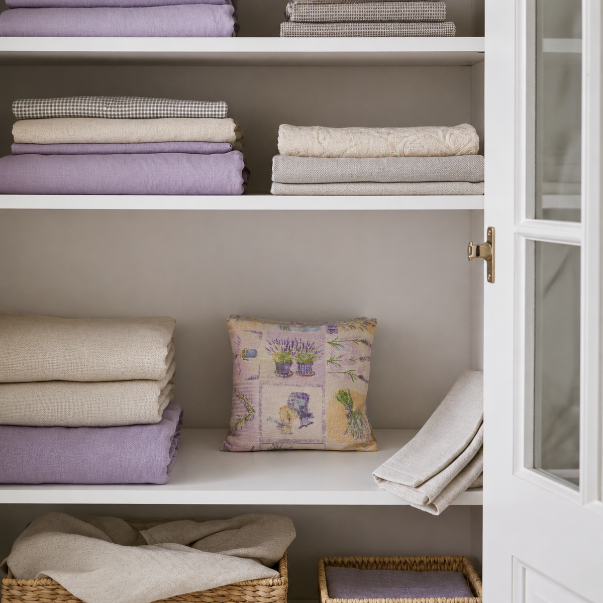 Lavender pillow beige - hand-sewn
