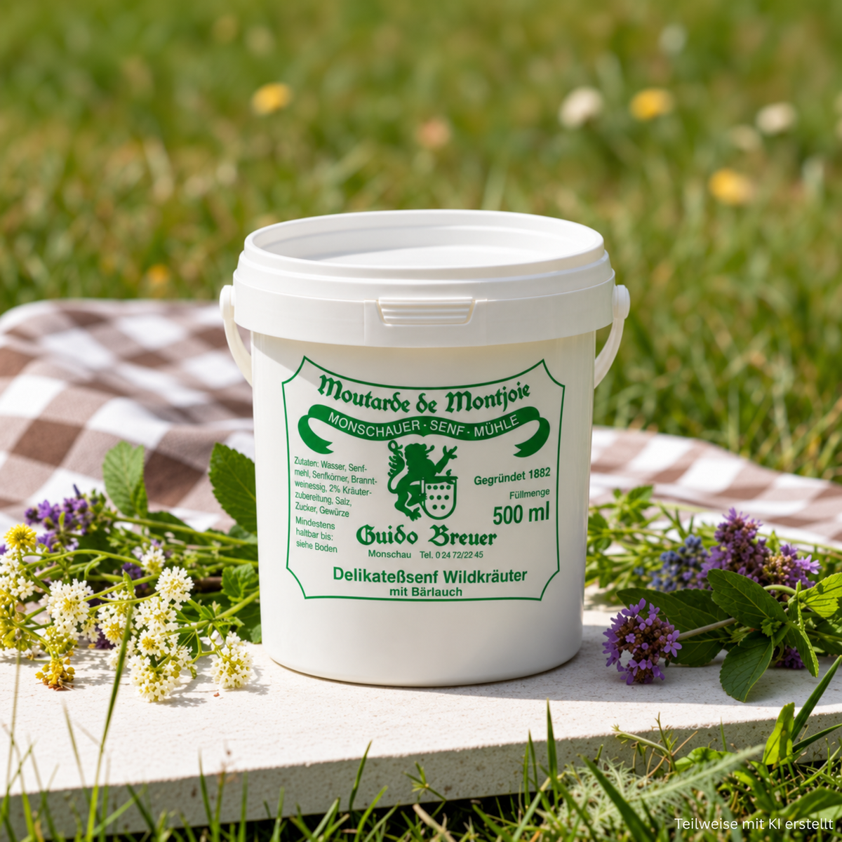 Wild herbs with wild garlic mustard - Monschau mustard - Moutarde de Montjoie - 500 ml