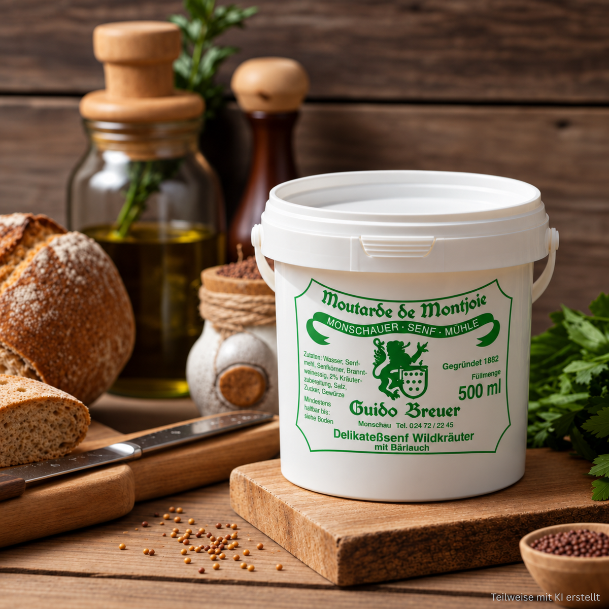 Wild herbs with wild garlic mustard - Monschau mustard - Moutarde de Montjoie - 500 ml