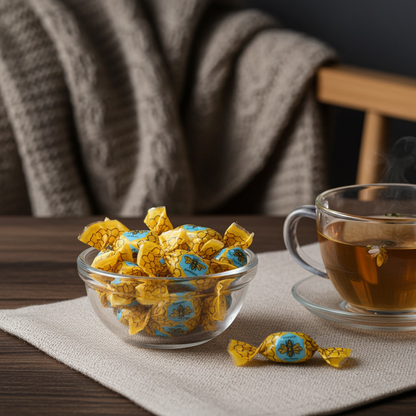 Honig-Bonbons gefüllt und gewickelt- Kräuterbonbons Verpackung