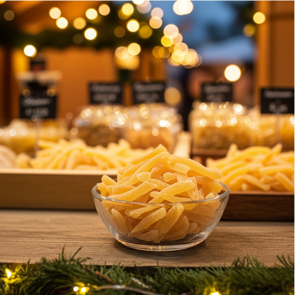 Ingwerstäbchen mild-mittelscharf kandierter Ingwer Nahaufnahme
